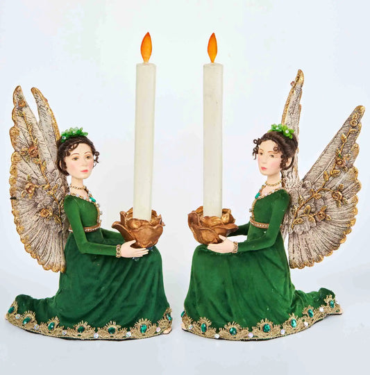 Katherine's Collection Evergreen Lane Angel Candle Holder Set/2