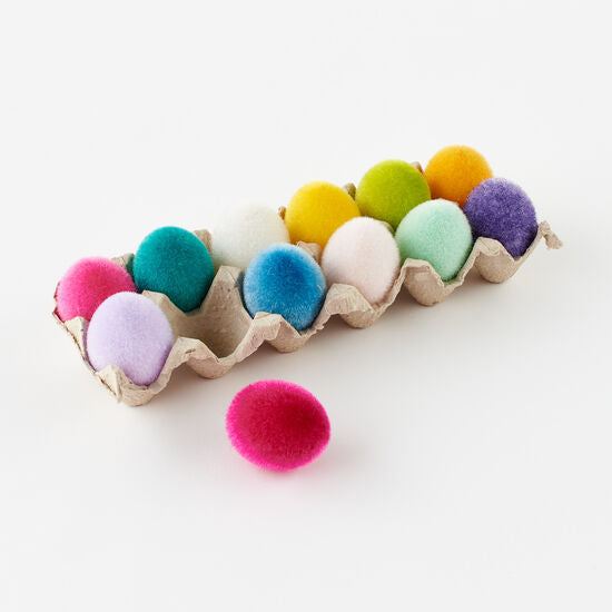 One Hundred 80 Degrees Flocked Egg w/Tray, Set/12 Asst