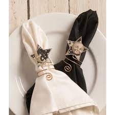 Bethany Lowe Moon and Stars Napkin Ring/Wine Charm Set/2