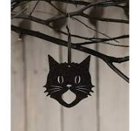 Bethany Lowe Glittered Scaredy Cat Silhoutte Ornament