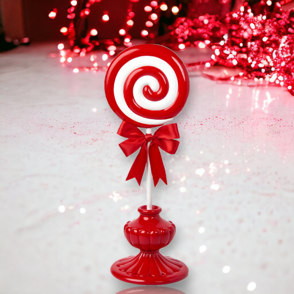 December Diamonds 22in Peppermint Swirl Lollipop on Red Base